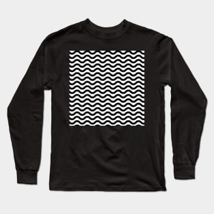 Black and White Wavy Lines Seamless Pattern Long Sleeve T-Shirt